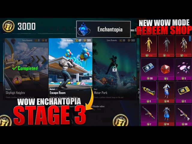 New Wow Mode Redeem Shop? | How To Complete Wow Enchantopia All Stages | Enchantopia Stage 3 | Pubgm