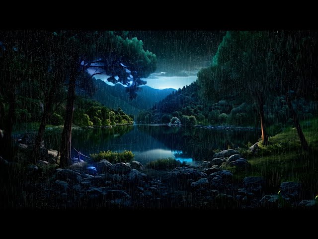 Reflecting Raindrops | Evening's Harmony At The Forest Lake | Ethereal Rainfall | White Noise | ASMR