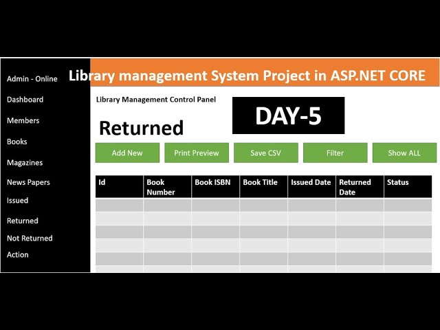 Library Management System In ASP.NET CORE and SQL Server | Real Time scratch project | Day-5