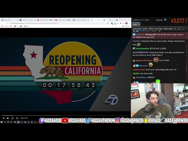 Hasan admits to be a antivaxxer because of california policy