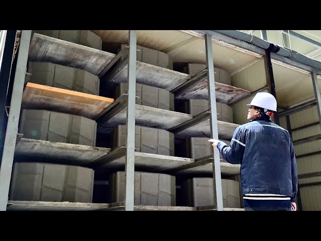 Automatic Mass Production Process of Giant Concrete Blocks. Modern Korean Concrete Factory