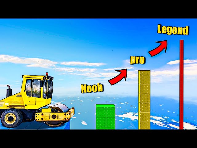 Which construction vehicle can jump the highest obstacle?