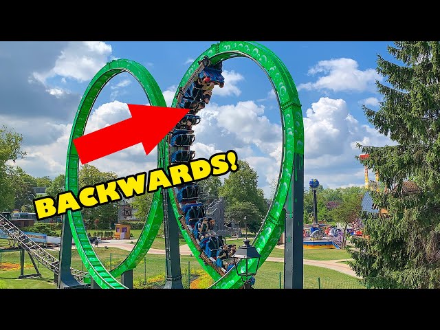 Weird Backwards Facing Looping Roller Coaster! Onride POV of Diabelska Pętla at Legendia Poland