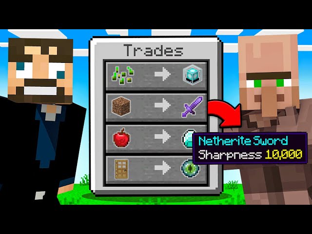 BEATING Minecraft With *OP* VILLAGER TRADES (HILARIOUS)