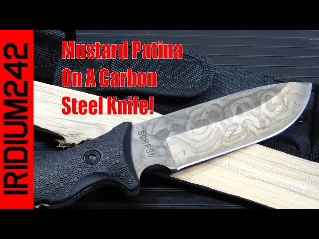 Mustard Patina On A High Carbon Steel Knife Schrade SCHF36