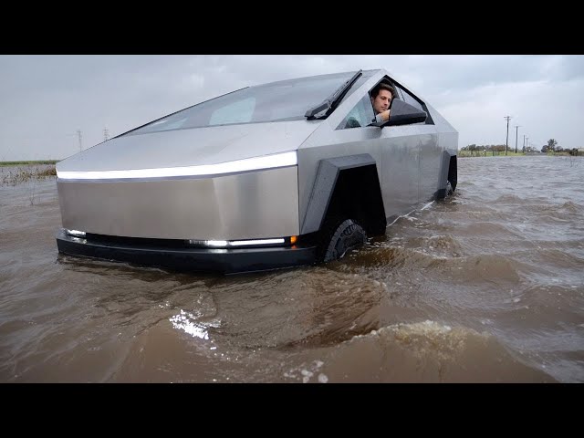 How Deep Can Tesla Cybertruck Drive in Water? -Wade Mode Test