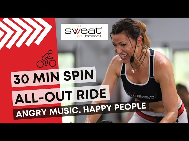 30 Minute ALL OUT Intense Spin Class with Cat Kom | (Angry Music = Happy People)