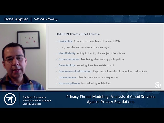 Privacy Threat Modeling  Analysis of Cloud Services Against Privacy Regulations   Farbod H Foomany