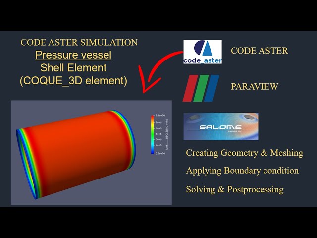 Pressure Vessel Stress analysis using code aster|tutorial|paraview |tut-75
