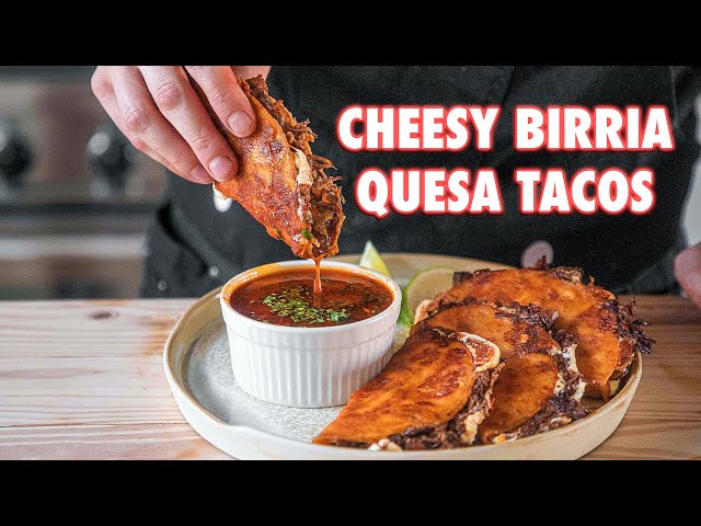 The Juiciest Homemade Birria Quesa Tacos