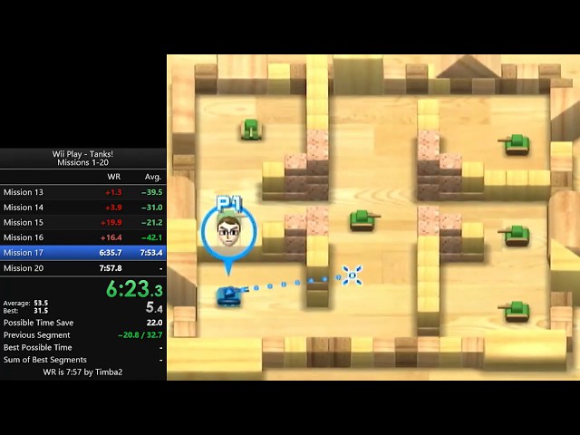 Wii Play: Tanks! Missions 1-10 in 2:40 (World Record) and 1-20 in 8:40 (Personal Best)