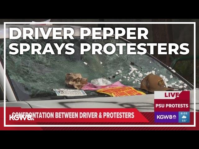 Driver unleashes pepper spray at Portland State University protesters