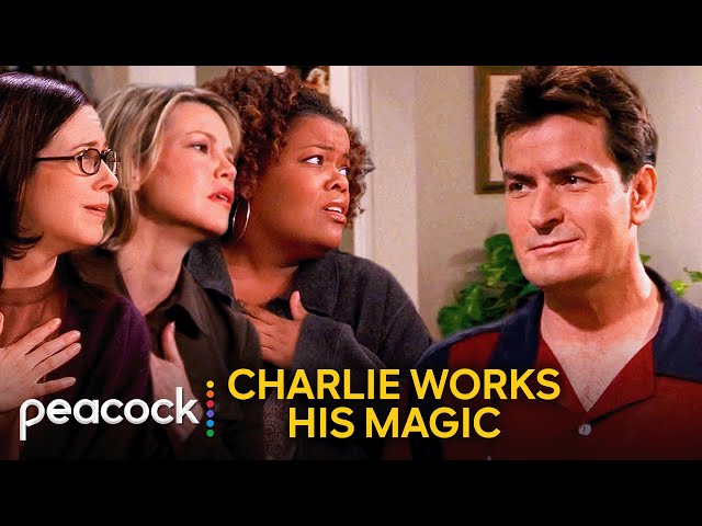 Two and a Half Men | Charlie Schmoozes Jake's Mom's Friends