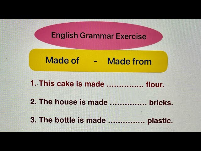Made of - Made from | English Grammar Exercise