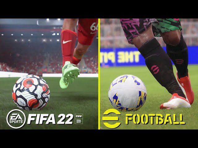 FIFA 22 vs eFootball (PES 2022) Early Graphics & Animation Comparison