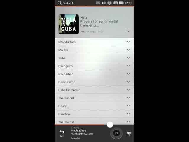 Ubuntu for phones - app design - Music app bottom edge