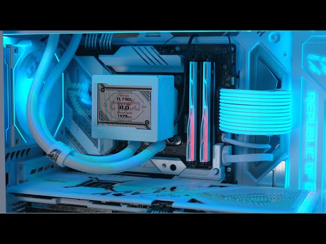 White ROG Family Bucket Installation Process i9+ROG4090. All-in-one water-cooled computer host