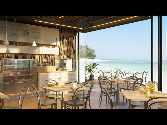 Seaside Coffee Shop with Smooth Jazz Music and Sea Waves Sounds| Beach Coffee Shop with Beach Sounds