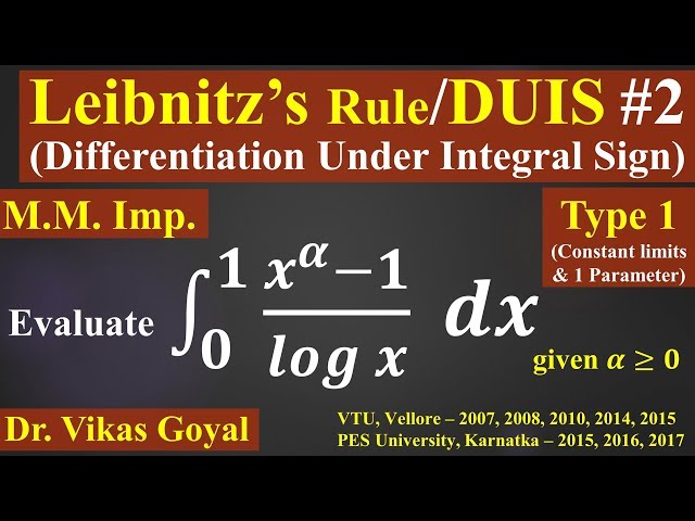 Leibnitz's Rule for DUIS #2 in Hindi (M.M.imp) Differentiation under Integral Sign,Engineering Maths