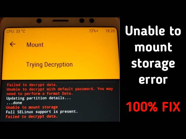 Fix: Unable to mount storage [0 MB storage] error in TWRP/OrangeFox