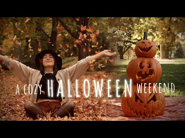 A Spooky Halloween Weekend // pumpkin carving, Halloween decorating, a skeleton cake + autumn walks