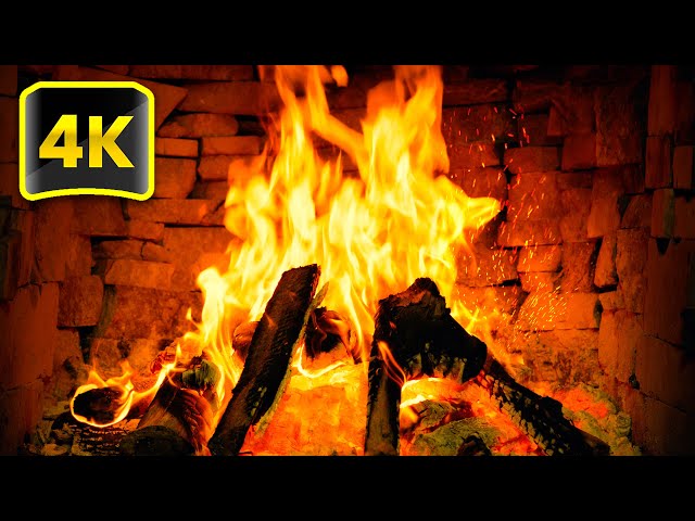 🔥 4K fireplace (3 HOURS) Cozy fireplace sound for the room. Relaxing fireplace with burning logs