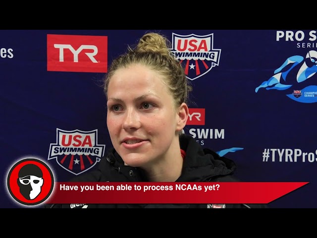 Katharine Berkoff Gives Thoughts on Swimming Backstroke in a Football Stadium