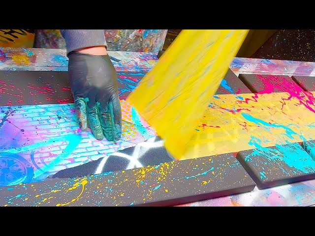 Colorful Abstract Painting Demo With Masking Tape and Acrylic Paint | Sero