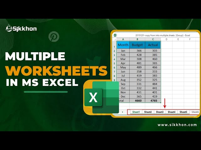 How to work with Multiple Worksheets in Excel | FREE | English | Sikkhon