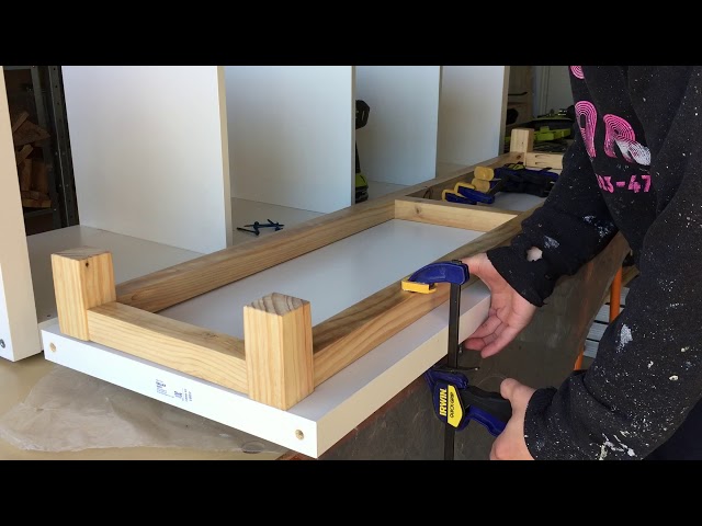Free Time Creation: IKEA Kallax Hack - Hallway bench with storage (Adding pallet wood legs) Long Ver