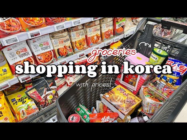 shopping in korea vlog 🇰🇷 grocery food haul with prices 🍓 matcha icecream, snacks unboxing