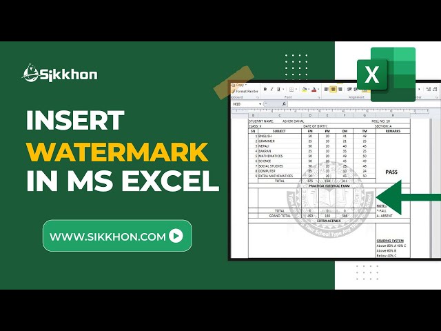 How to add a watermark in Excel | English | Free | Sikkhon