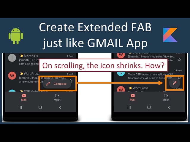 Material ExtendedFloatingActionButton : Just like GMAIL app. Android Studio Tutorial (Kotlin)