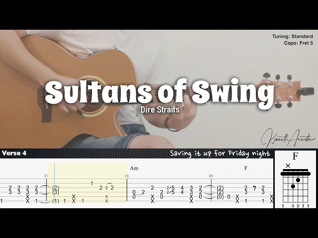 Sultans of Swing - Dire Straits | Fingerstyle Guitar | TAB + Chords + Lyrics