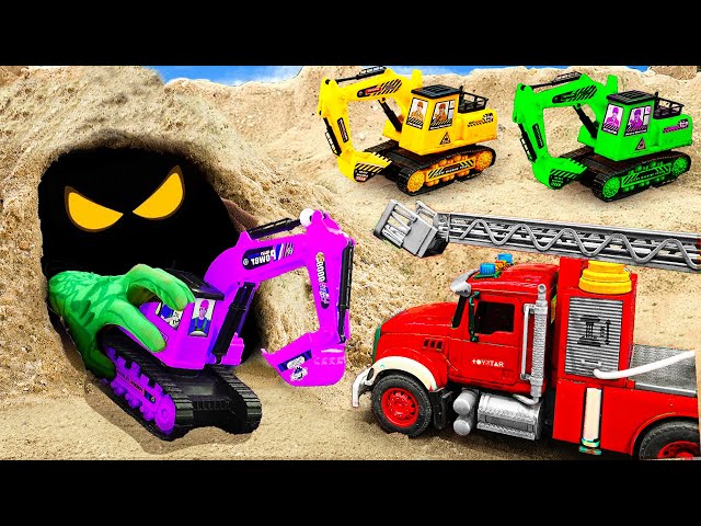 Rescue police car, truck  from the Hand in cave with Fire Truck | SACO TOYS TV