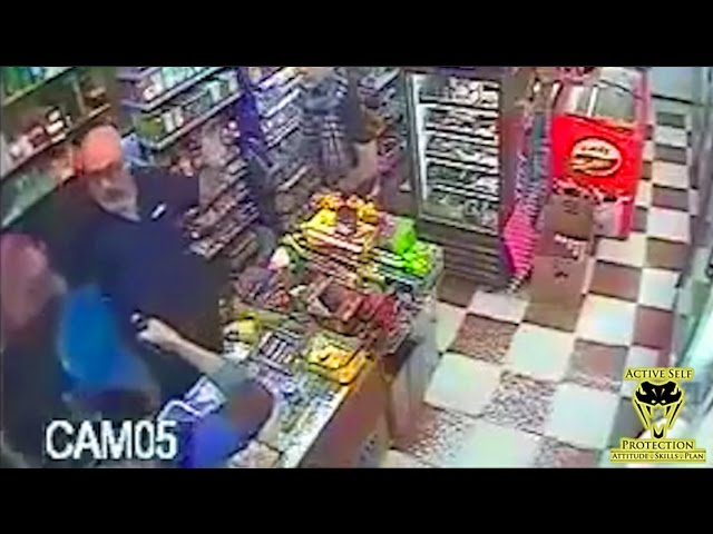 Store Owner Fights Two Armed Robbers | Active Self Protection