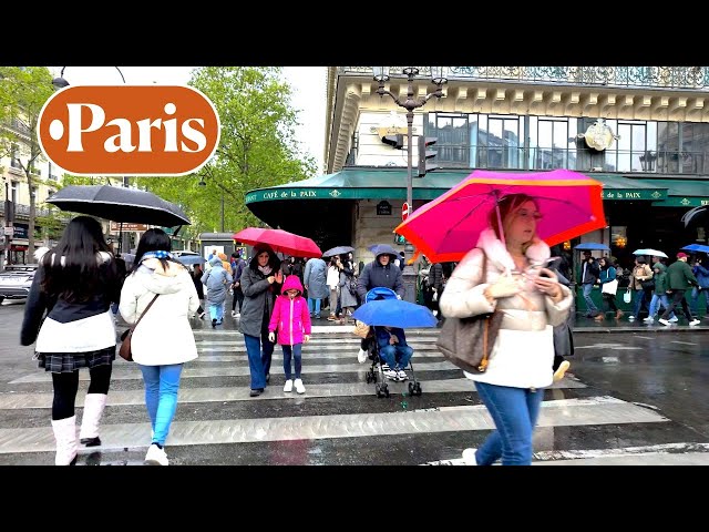 Paris France - HDR walking tour in the rain in Paris - April 27, 2024- Paris 4K HDR