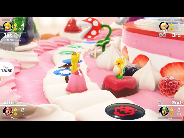 Mario Party Superstars - Peach vs Mario vs Luigi vs Rosalina - Peach's Birthday Cake