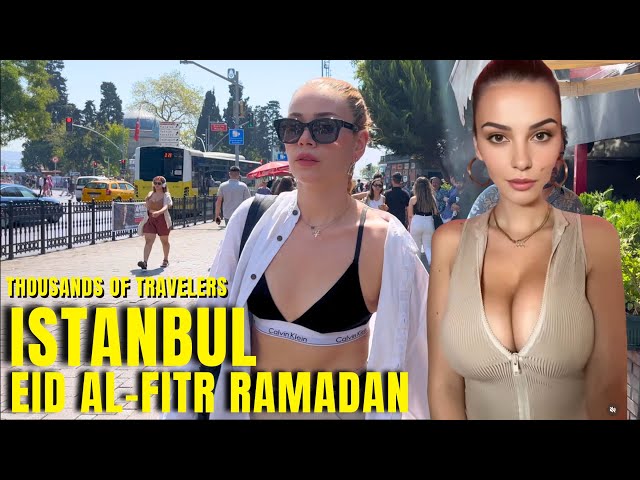 Thousands Of Travelers In Eid Al-Fitr Ramadan Bayramı Istanbul Eminönü Walking Tour