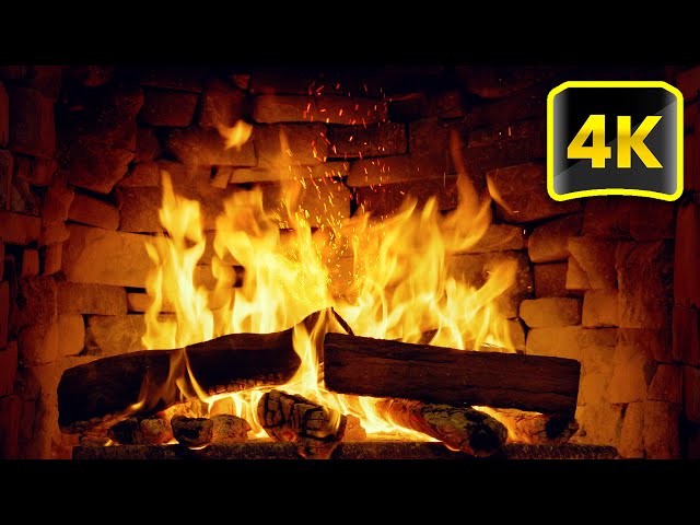 Relaxing Fireplace 4K with Crackling Fire Sounds (3 Hours) 🔥 Fireplace for Sleep, Relaxation, Study