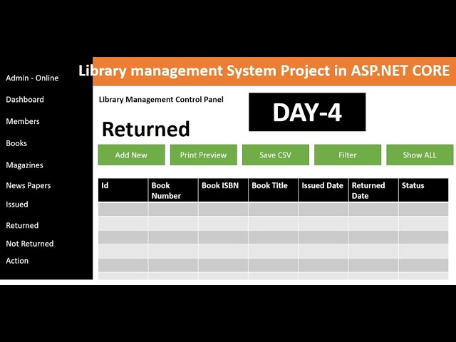 Library Management System In ASP.NET CORE and SQL Server | Real Time scratch project | Day-4