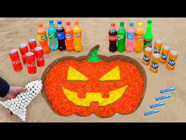 Coca-Cola and Mentos vs Halloween Pumpkin with Orbeez & Popular Sodas