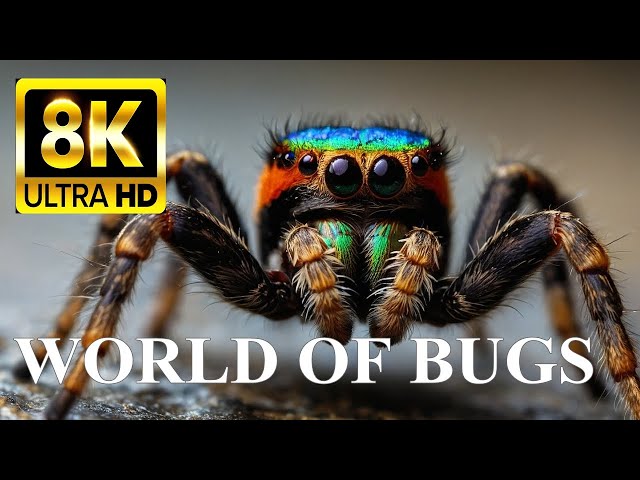 SECRET WORLD OF BUGS 8K ULTRA HD - Insect Names and Nature Sounds