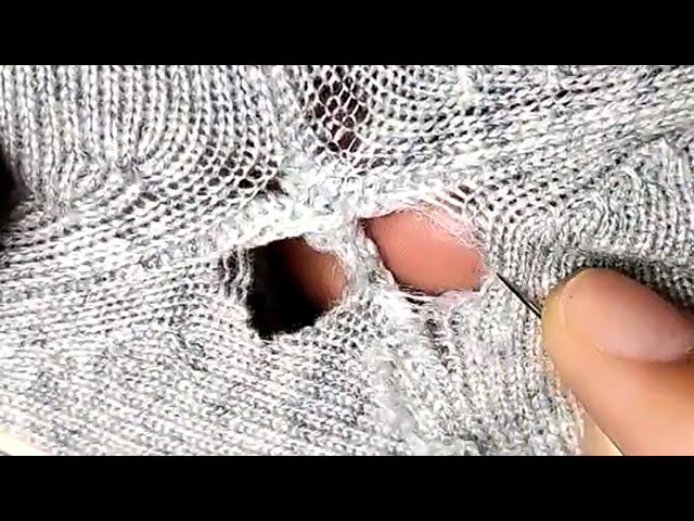 How to Repair Holes in the Armpits of a Knitted Sweater Without Leaving any Traces