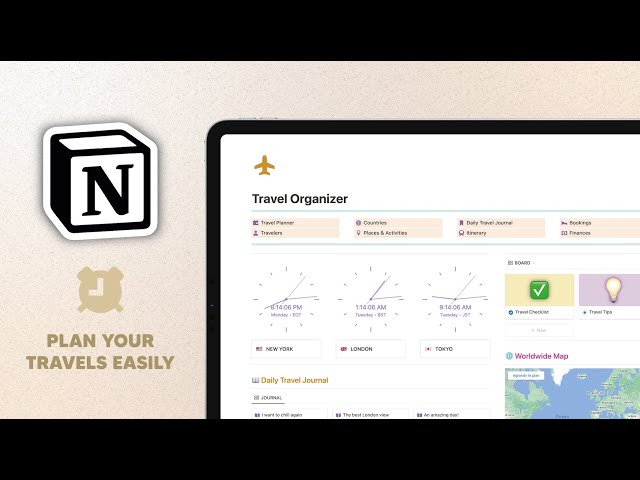 Stay Organized on Your Adventures with the Ultimate Travel Organizer Notion template! ✈️🗺️
