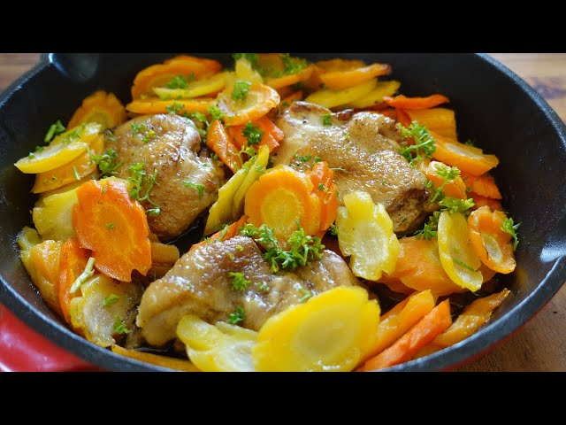 French Vichy carrots with chicken portions