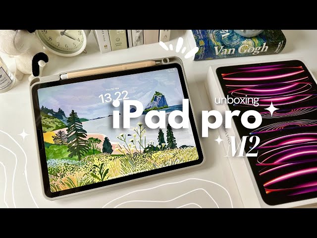 🌱ipad pro m2 11” unboxing + setup ♡ aesthetic ipad accessories 📦