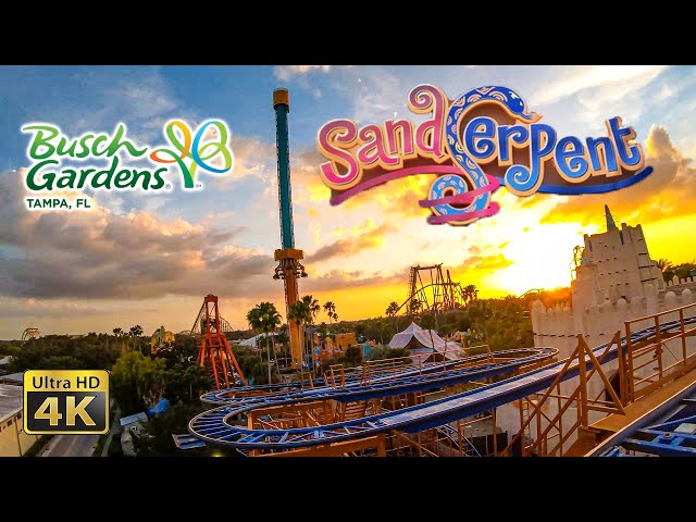 2020 Sand Serpent Roller Coaster On Ride Front Row Ultra HD 4K POV Busch Gardens Tampa