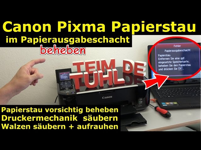 Canon Pixma Drucker Papierstau Problem beheben - Papierausgabeschacht - [4K Video]