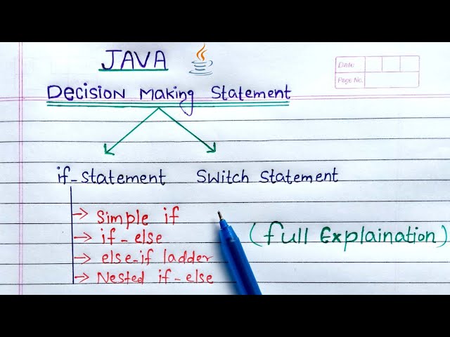 Decision Making Statements ( if, if else, else if ladder, nested if else, switch) in Java